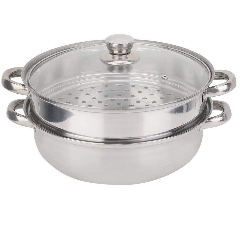 Simlug 2-Layer Stainless Steel Steamer, 27cm/11in, Silver - Image 1